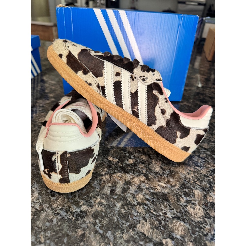 Adidas Samba OG W Cow Print Pony Hair Sneakers JR1256 Brown White Gum 7 Womens - Picture 4 of 6